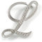 Broche « L » plaquée rhodium en cristal transparent avec initiale L - 45 mm de haut