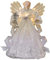 Valery Madelyn Weihnachtsbaumspitze 31cm Engel mit Feder Flügeln Christbaumspitze batteriebetriebe Bunte LEDs beleuchtete Baum-Spitzenengel Figur Silber Weiß