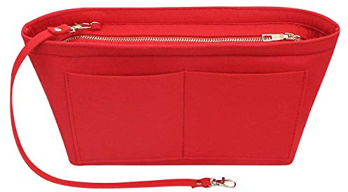 Soyizom Filz Handtasche Organizer Geldbörse Organizer Filz Insert Bag Organizer Multi Pockets Einkaufstasche in Tasche für Frauen (Mittel, Rot)