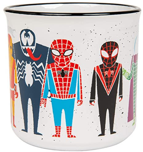 Silver Buffalo Marvel Comics Spider-Man and Villains Ceramic Camper-Style Coffee Mug, 20 Ounces