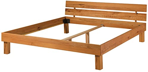 MASSIVMOEBEL24.DE | TomMe massives Bett #102 - Natur, geölt | aus Kernbuchen-Holz | mit Kopfteil und Beinen | 160x200cm | Massivholzbett Doppelbett