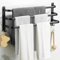 Bathroom Towel Holder 50 cm, Towel Rack Black Matt Towel Rail with Three Towel Rails and Hook Design, Ladder Towel Rack, Towel Rails No Drilling Required