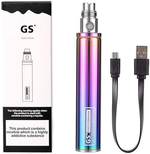 KukooYbh Electronic Cigarette, GS EGO II 2200mAh E-Cigarette, Rechargeable Built-in Battery, Bottom Micro USB Charge 510 Nicotine Free(Rainbow)