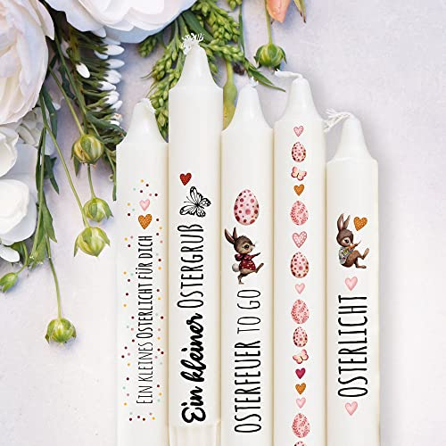 Ilka parey Kerzen Tattoo Ostern Ostereier Hasen Pusteblume Herzen - Kerzentattoos Ostern - A4 Stickerbogen DIY für Kerzen oder Keramik - Erschaffen Sie unvergessliche Ostermomente (kst57)