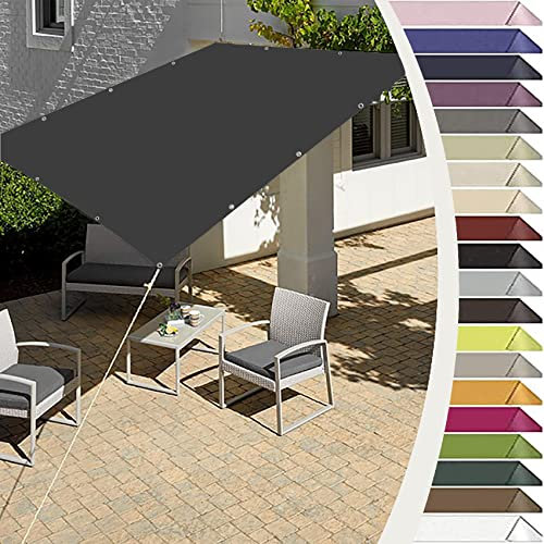 Voile d'ombrage, Toile Ombrage 3 x 6 m Imperméable UV Protection Polyester Voile d'Ombrage Toile d Ombrage avec Le Kit de Fixation pour en Plein air, Jardin, Terrasse, Gris Foncé