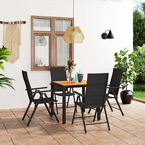 GuyAna 5-TLG. Garten-Essgruppe GartenmöBel Set Outdoor Furniture Garten Essgruppe Gartentisch Mit StüHlen Set Schwarz und Braun 3060053