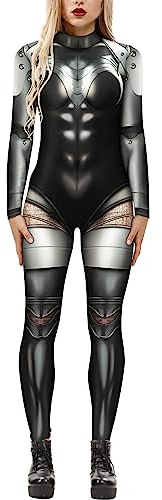 Seaur Halloweenkostym, dam, skelett, cosplay, catsuit, overall, ben, dräkt, karneval, S, M, L, XL