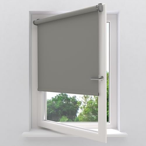 Radeco® Verdunklungsrollo Klemmfix 90 x 220 cm (BxH) Grau - Fenster Rollo für Innen ohne Bohren, Klemmrollo, Fensterrollo, Verdunkelungsrollo
