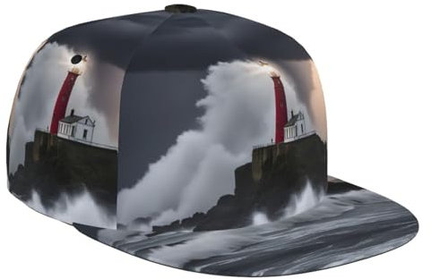 Mallard Ducks Snapback-Hüte für Herren, flache Krempe, Baseballkappe, verstellbar, Leuchtturm im Sturm, One size