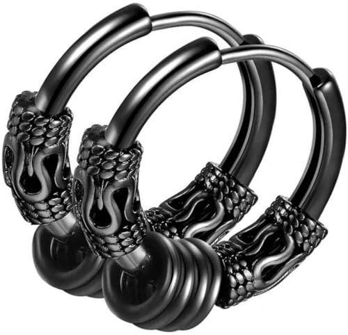 EAVUYIS Creolen Medizinischer Edelstahl Vintage Perforierter Knorpelschmuck Ohrring Creolen Geeignet für Männer und Frauen Punk Hip Hop Ohrringe Hypoallergen Schwarz