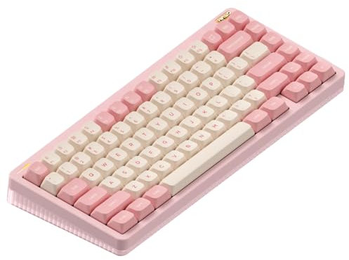nuphy Halo75 V2 Clavier de jeu mécanique 75 % sans fil remplaçable à chaud, clavier RVB 83 touches avec rétroéclairage, prend en charge Bluetooth/2,4 GHz/USB-C (rose, citron (55 gf))