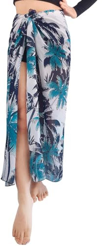 EQLEF Sarongs for Women Beachwear, Long Beach Wrap Printed Bikini Sarong Wrap Chiffon Bikini Coverup Skirt Swim for Travel Swimming Summer Holiday Beach Pool