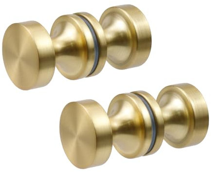 Antrader Aluminum Alloy Solid Back-to-Back Shower Door Knob Glass Door Bathroom Double-Sided Handle Knob Pack of 2,Gold