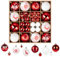 ilauke 60 Stück Weihnachtskugeln Set, Weihnachtsbaumkugel Dekoration Rot Weiß, 3 und 6 cm Kunststoff-Splitterfeste Weihnachtsbaumkugeln mit Aufhänger Bruchsicher für die Weihnachtsbaumdekoration