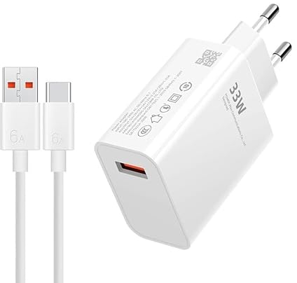Wonvify 33W Xiaomi Caricatore Ricarica Veloce Originale 6A con Cavo USB C 2M, Caricabatterie USB Type-C per Xiaomi 11 Lite/Mi 11i/10T Lite, Redmi Note 11 5G, Caricabatteria Turbo Charge Adattatore