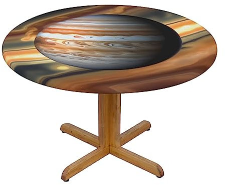 WHJYCC Wasserdichte, elastische Tischdecke ist geeignet für 101–112 cm große Esstische, geeignet für Restaurants, runde Tischdecke Jupiter Landscape