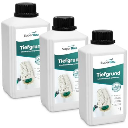 SuperBau Tiefgrund LF, Grundierung für Wand & Boden, Tiefengrund Innen & Außen, für Rigips Gipskarton Beton Estrich Putz OSB-Platten (3 Liters)