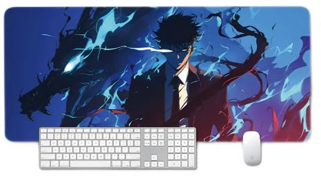 Solo Leveling Tappetino per Mouse Anime Tappetino Gioco Grande Mouse Pad Gaming Mousepad Scrivania Gomma Antiscivolo Antiscivolo Esteso Mouse Mat per Giochi Ufficio 80 x 30 x 0,3 cm(D)