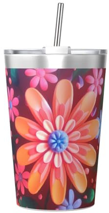 Bouteille thermos imprimée de fleurs multicolores – Ultra légère et portable, convient pour toutes les saisons
