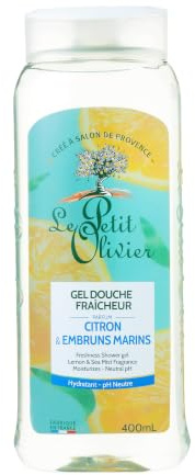 LE PETIT OLIVIER - Freshness Shower Gel - Lemon & Sea Spray Fragrance - Moisturizing & PH Neutral For Skin - Dermatologically Tested - Moisturizer of Natural Origin - Made in France - 400 ml