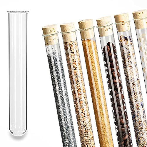 Tuuters 25x Glas Reagenzgläser mit Korken, Reagenzglas mit Bördelrand (160 x Ø 24mm)