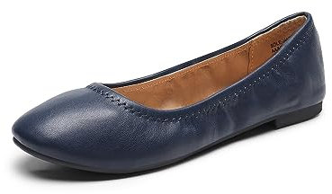 DREAM PAIRS Women's Slip On Round Toe Ballerina Ballet Flats Pumps Shoes,Size 6.5,Navy,Sole-Happy
