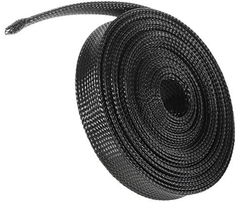 MASUNN 6m 8mm/10mm/12mm/15mm/20mm Wire Cable Sheathing Expandable Sleeving Braided Loom Tubing Black -8mm