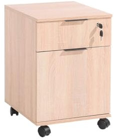Adore Rio Cassettiera da Scrivania con Cassetto e Serratura & con Ruote, Melamina Sonoma, 41x61x41 cm
