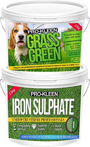 Pro-Kleen 2.5KG Lawn Feed Fertiliser for Thicker Greener Grass 2.5KG Iron Sulphate Damp Grade Lawn Tonic