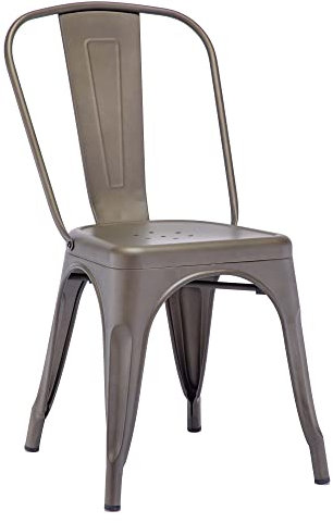 Duhome Metallstuhl Bistrostuhl aus Eisen Esszimmerstuhl mit Rückenlehne, Stapelbare Küchenstühle Industriedesign, Matt/Metallic Braun