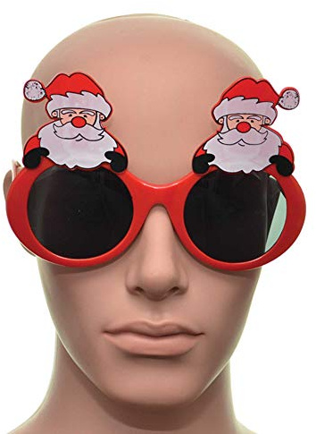 SHATCHI Red Santa Christmas Glasses One Size Specs Fancy Xmas Dress Novelty Party Accessories Supplies Stocking Fillers