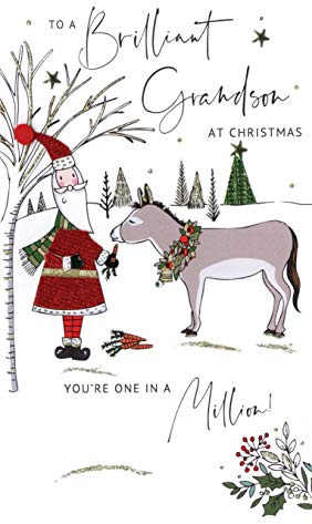 Champagne Second Nature Brilliant Grandson Embellished Christmas Card Hand-Finished Cards XCDC285