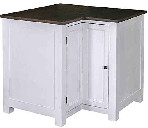 Casa Padrino Landhausstil Küchen Eckschrank Weiß/Schwarz 98 x 98 x H. 90 cm - Landhausstil Küchenschrank mit Tür