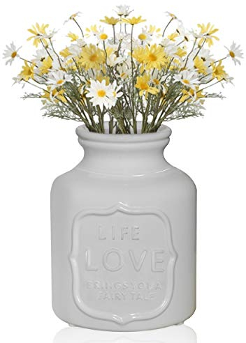 MISIXILE White Ceramic French Country Jug Vase Water Pitcher Decorative Flower Vase Modern Floral Vases Pottery Plants Pot Container Bouquet Holder for Wedding Garden Office Desktop Decor