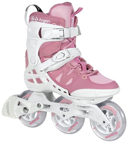 Powerslide Inline Skate Phuzion Argon Rose 100 Triskate - Inline-Skate mit 3 Rollen in weiß-pink für Damen - Inliner für Freizeit und Sport