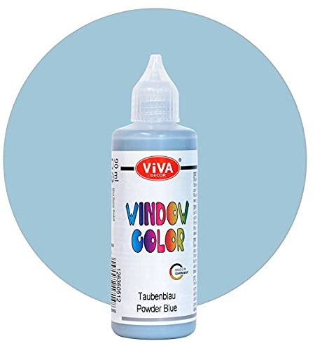 Viva Decor Window Color (Taubenblau, 90 ml) Fenstermalfarben für wieder abziehbare Bilder und Sticker für Deko, Spiegel, Fliesen, Vasen und Fenster - Made in Germany