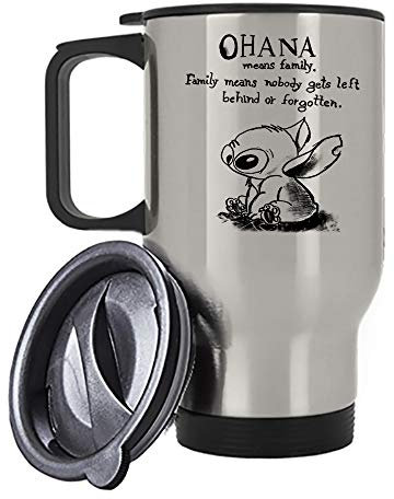 Means Family Stitch Silver/White Insulated Birthday Gift Travel Tea/Coffee Mug. (Silver)