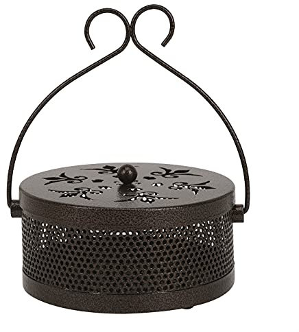 Boite de Support encens Boîte à encens métal Style Vintage Creuse Brûleur bronzé à Décoré Porte-encens pour Tourbillons Cône Arôme Anti moustiques Cabinet Yoga M Bronzé Rouge