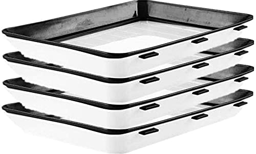 Amini Frischhaltedose Aufschnittboxen Lebensmittelkonservierungsschale Aus Kunststoff wiederverwendbarer Kreative Lebensmittelkonservierung Tablett Schnalle Dichtung Vorratsbehälter Set (Schwarz-4pcs)