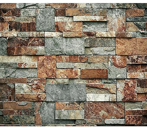 murando Fototapete selbstklebend Ziegel 392x280cm Foto Tapete Tapetenfolie Möbelfolie Wandverkleidung Wandtapete Motivtapeten Bildtapete Schlafzimmer 3d Effekt Steinwand Steinoptik 3D Effekt