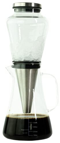 Ice Dripper Cold Brew Coffee Maker - Fire Toughened Borosilicate Glass Pitcher - 304 Stainless Steel Filter - 500ml - Cafe Crush Club