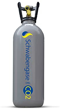 Schwabengase Co2 Flasche 6kg - Vorrats Kohlensäure Zylinder - Eigentumsflasche mit Tragegriff, Neu befüllt, Kohlensäureflasche für Aquarien, Getränkesprudler und Zapfanlagen, TÜV bis 2033