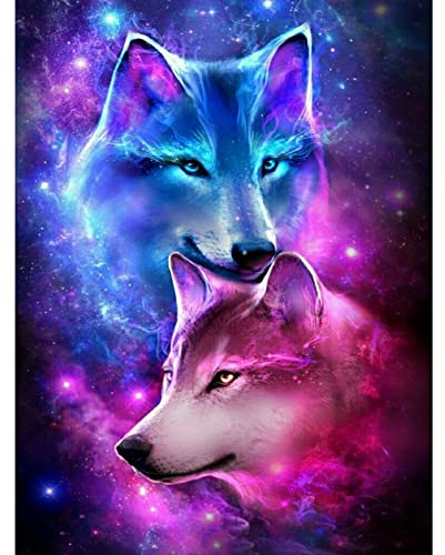 MXJSUA 5D Diamond Painting Wölfe 5D Diamant Malerei Diamant-Stickerei Komplett-Set Diamantmalerei Wölfe Diamond Painting Tiere Komplettset Diamantmalerei 5D Komplettset 30 x 40 cm Wolf bunt