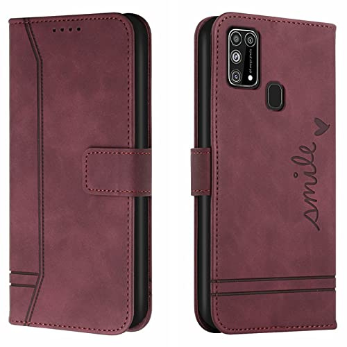 Lihondar Cover per Samsung Galaxy M31S, Custodia Samsung M31S Portafoglio, Flip Libro Wallet Case Antiurto Custodia in Pelle PU, Slot per Schede, con Magnetica a Scatto per Samsung M31S (Rosso)