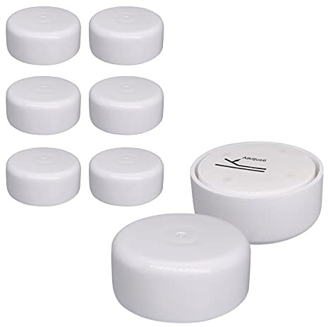 SKIR'CO (Pack of 8 pcs Height Adjustable Plastic Furniture Legs, Round Ø 55 mm, Self Adhesive Furniture Feet, With Stickers (8, White)