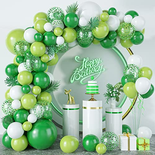 108 Stück Luftballons Girlande Grün Weiß Ballon Girlande Latex Konfetti Ballons für Dschungel Wild Safari Tropical Jagd Thema Jungen Geburtstag Party Dekoration