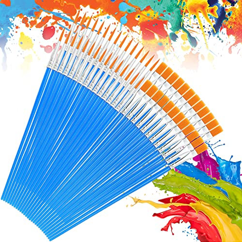 ZEONHEI 150 PCS Paint Brushes Bulk, Paint Brush Set for Art, 75 Fine Paint Brush and 75 Flat Paint Brush for Nail Art Acrylic Watercolor Painting Craft Supplies
