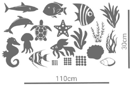Wandsticker Sticker Wand Kleber Deko Set Aufkleber Fische Fliesen Vinil (Mittel Grau Matt)