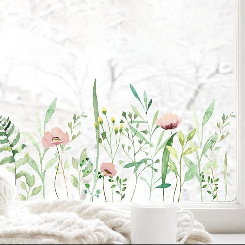Wandtattoo Loft Fensterbilder Frühling mit Mohnblumenwiese Frühling Motiv – A2 Bogen, Wiederverwendbar – Frühlingsdeko Fenster, Frühlingsbild Fenster, Fensterdeko Frühling, Fensterfolie Frühling