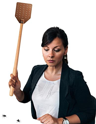 Swatter, Maulwurfschreck aus strapazierfähigem Leder mit ergonomischem Griff – Fliegenklatsche für den Innen- und Außenbereich für zu Hause